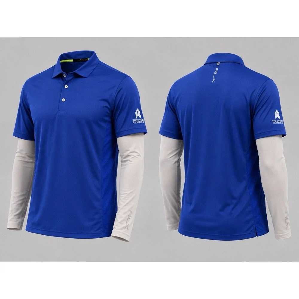Polo Ralph Lauren RUGBY SHIRT  XL Mens Blue/White Collared PREPPY Y2K